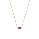 Zoë Chicco 14k Gold One of a Kind Marquise Pink Sapphire with Floating Diamond Stations Necklace