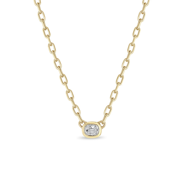 Zoë Chicco 14k Gold One of a Kind Mine Cut Cushion Diamond Square Oval Chain Necklace