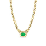 One of a Kind Zoë Chicco 14k Gold Radiant Emerald Bezel Curb Chain Necklace