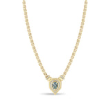 One of a Kind Zoë Chicco 14k Gold Shield Blue Sapphire Pavé Diamond Bezel Box Chain Necklace