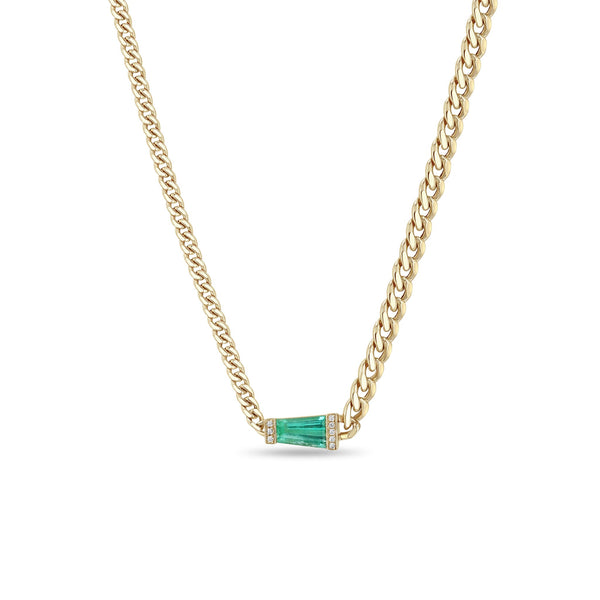 Zoe Chicco 14K Gold chain with emerald stone on white background