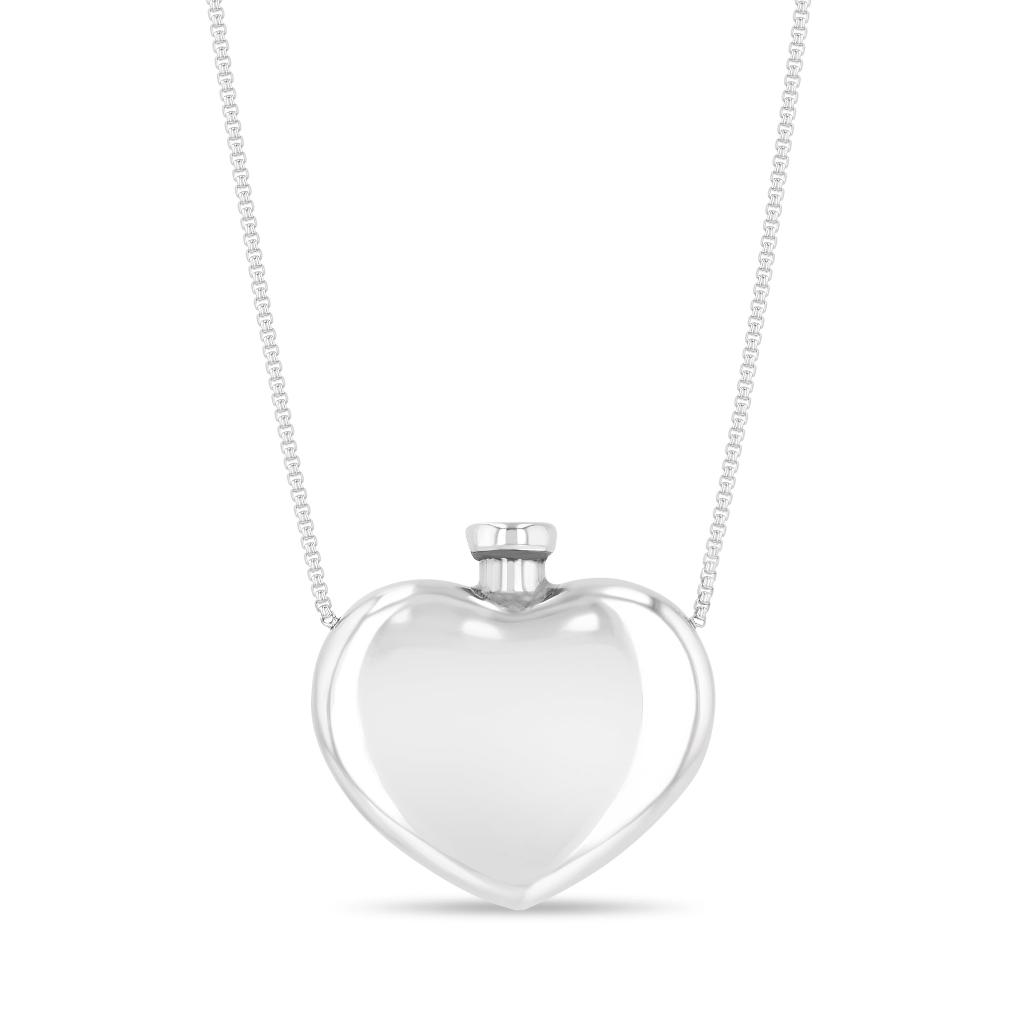 Zoe Chicco sterling silver repurposed Tiffany & Co heart shaped perfume bottle chain necklace on a white background