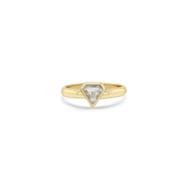One of a Kind Zoë Chicco 14k Gold Shield Diamond Bezel Half Round Band Ring