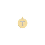 Zoë Chicco 14k Gold Pavé Diamond Initial "T" Disc Charm Pendant