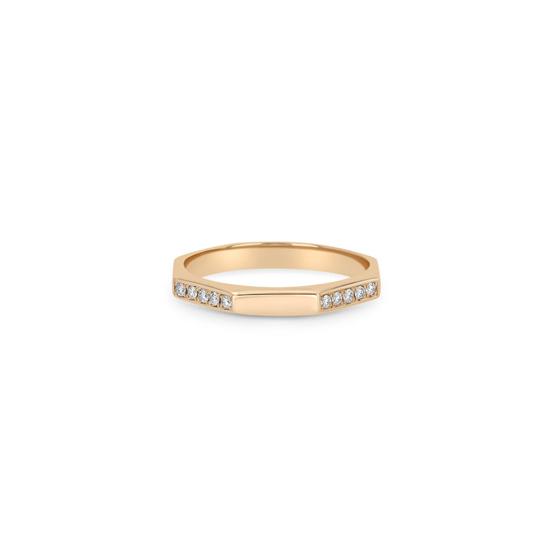 Zoë Chicco 14k Gold Pavé Diamond Octagon Ring with 4 sides of pavé diamonds