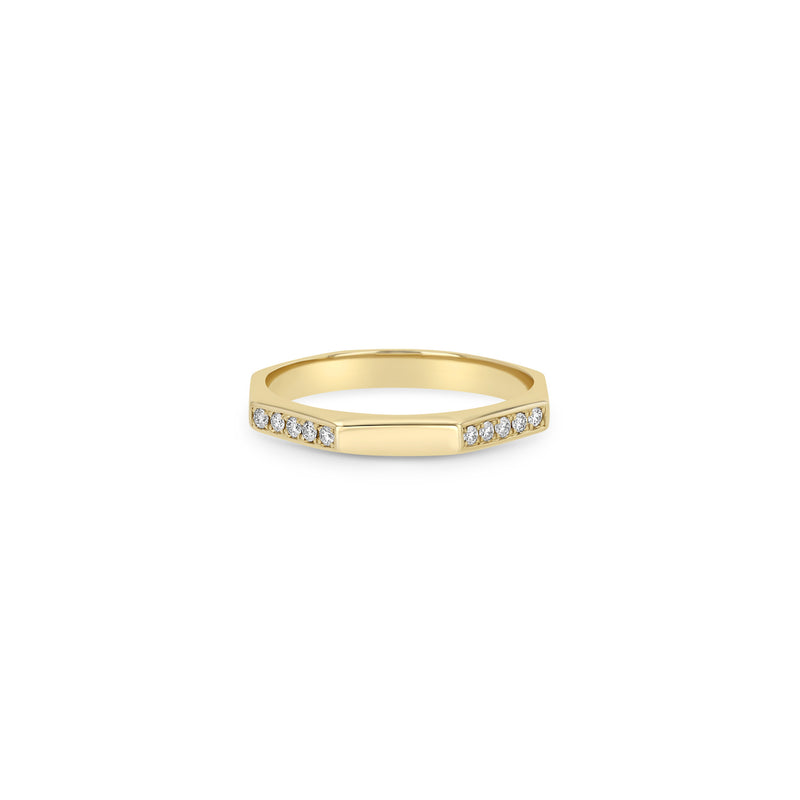 Zoë Chicco 14k Gold Pavé Diamond Octagon Ring with 4 sides of pavé diamonds