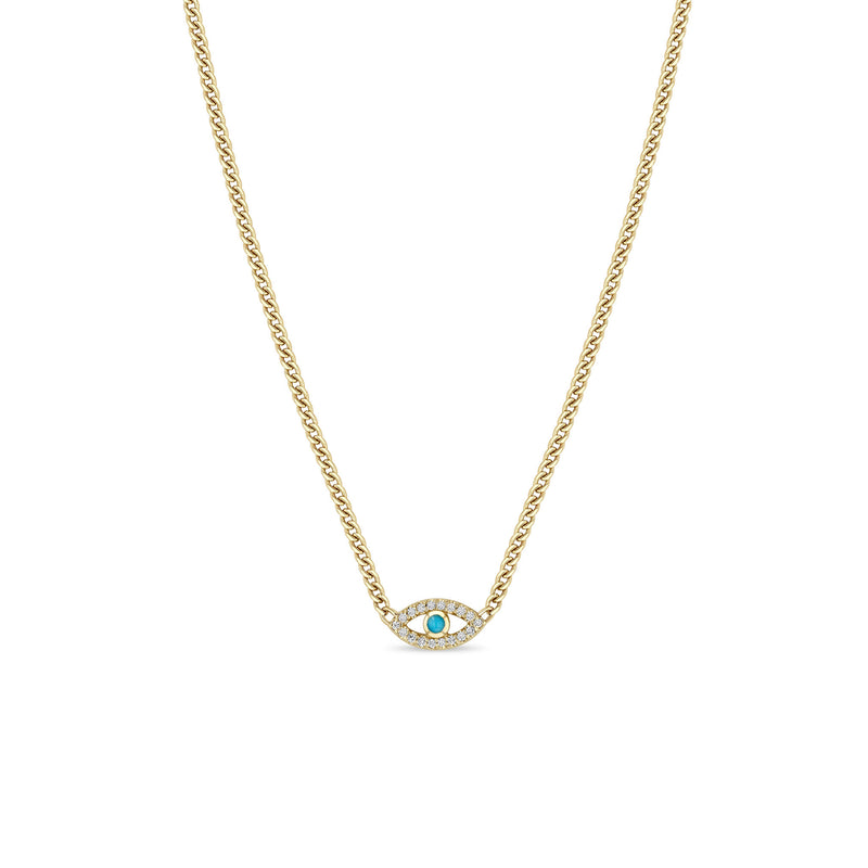 Zoë Chicco 14k Gold Turquoise Diamond Evil Eye Curb Chain
