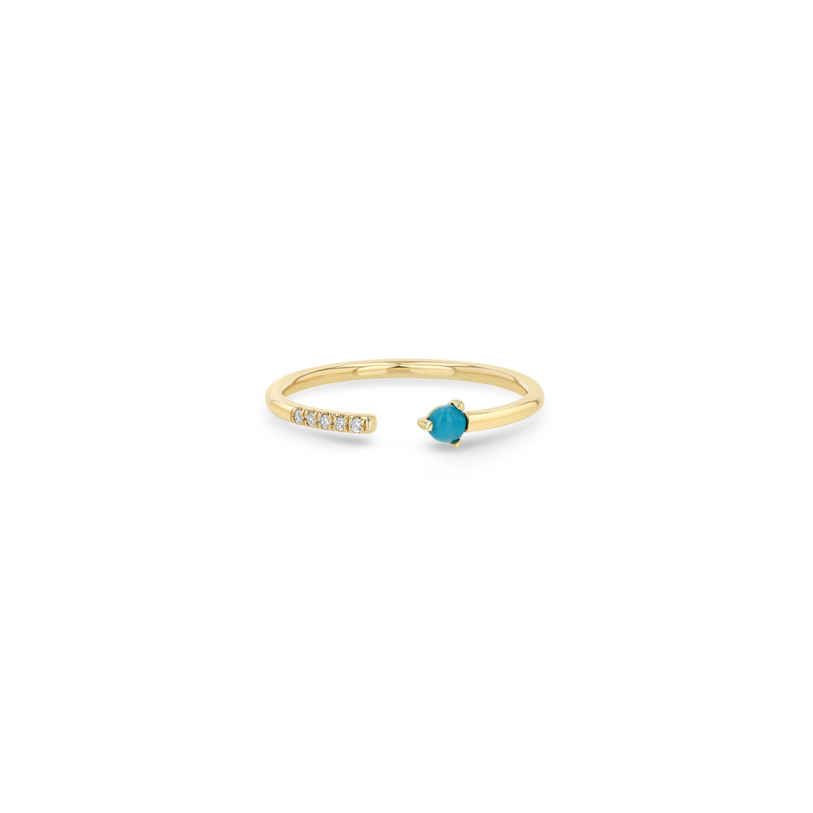 Zoë Chicco 14k Gold Prong Turquoise & Pavé Diamond Open Ring – ZOË
