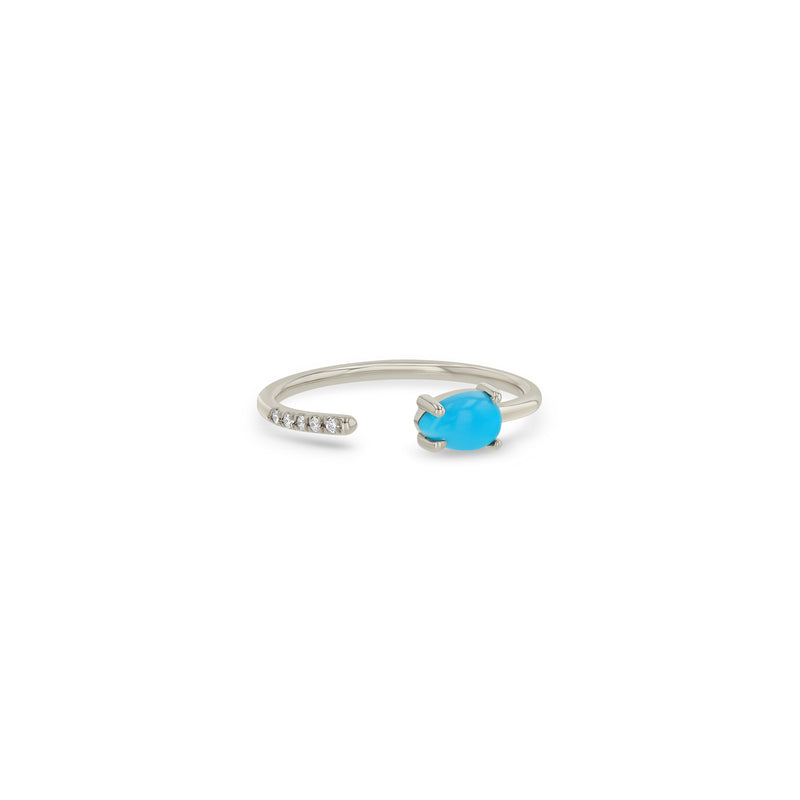 Zoë Chicco 14k Gold Pear Turquoise & Pavé Diamond Open Ring