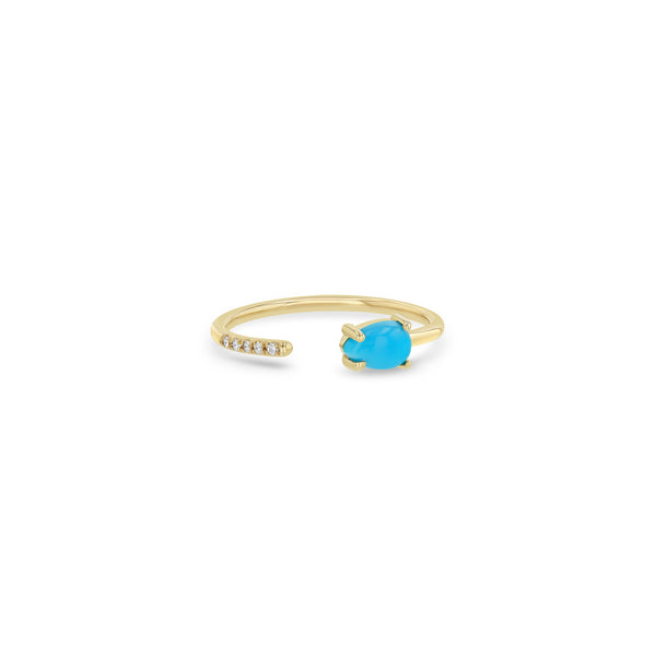 Zoë Chicco 14k Gold Pear Turquoise & Pavé Diamond Open Ring