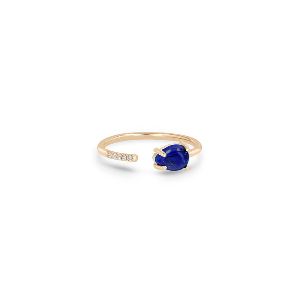 Zoe Chicco 14k Rose Gold Pear Lapis & Pavé Diamond Open Ring