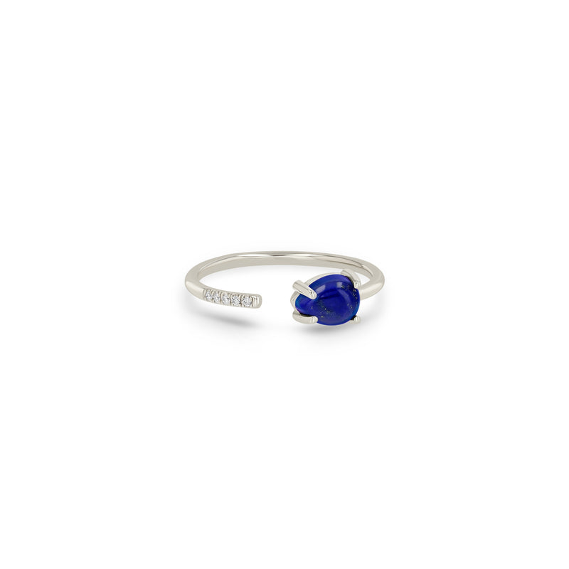 Zoe Chicco 14k White Gold Pear Lapis & Pavé Diamond Open Ring