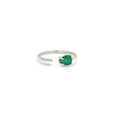 Zoe Chicco 14k White Gold Pear Malachite & Pavé Diamond Open Ring