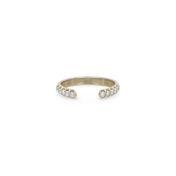 14k Open Half Round Ring with 10 Pavé Diamonds - SALE