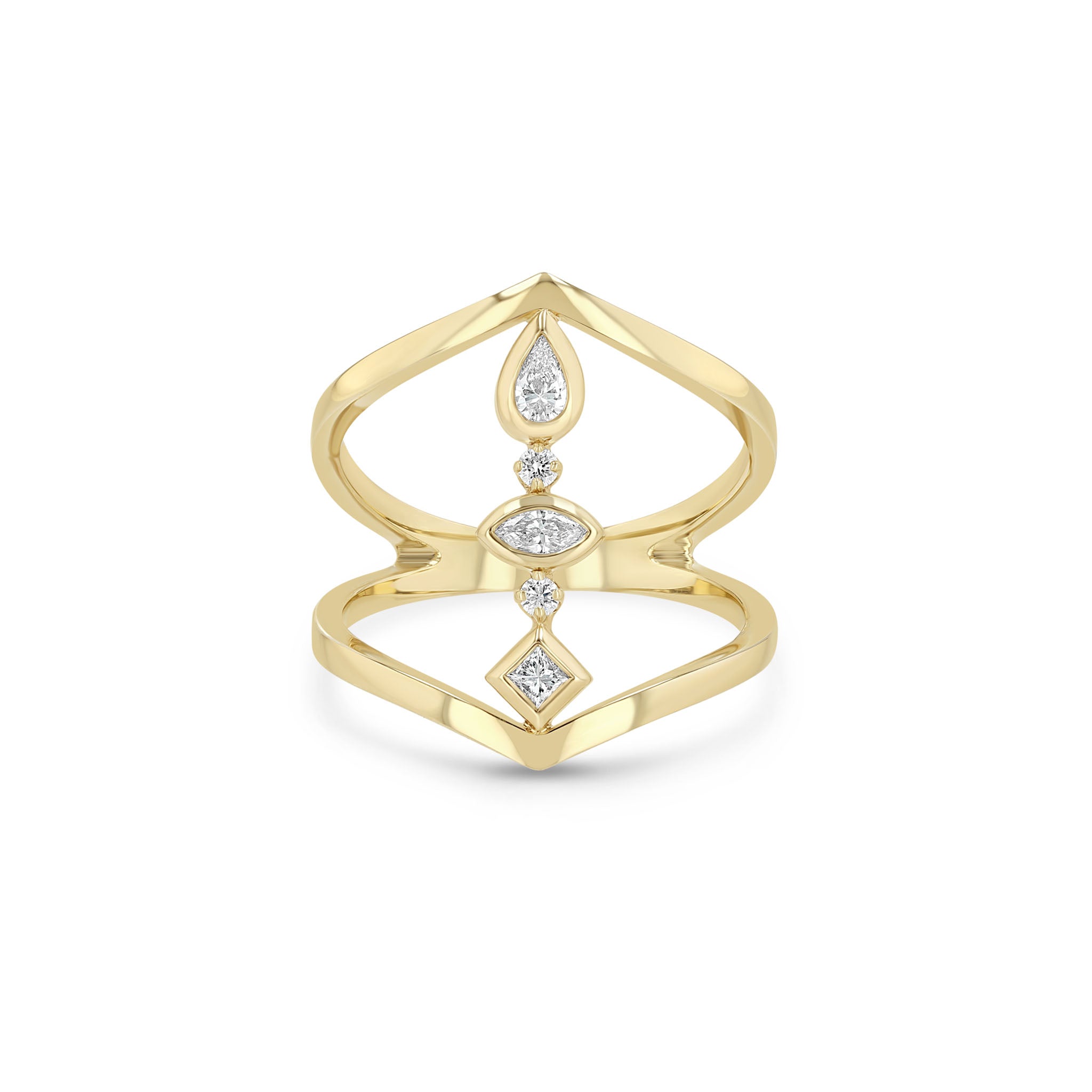 Zoe Chicco 14k gold ring with diamond accents on a white background