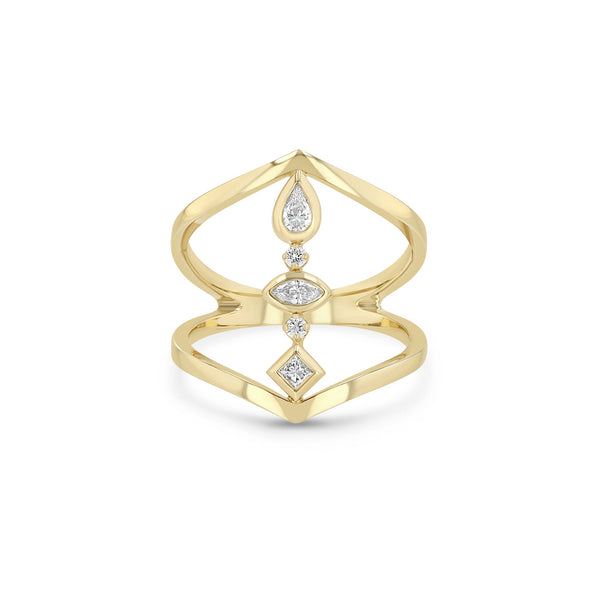 Zoe Chicco 14k gold ring with diamond accents on a white background