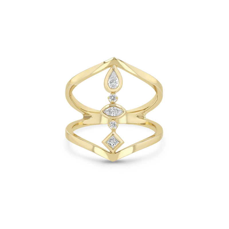Zoe Chicco 14k gold ring with diamond accents on a white background