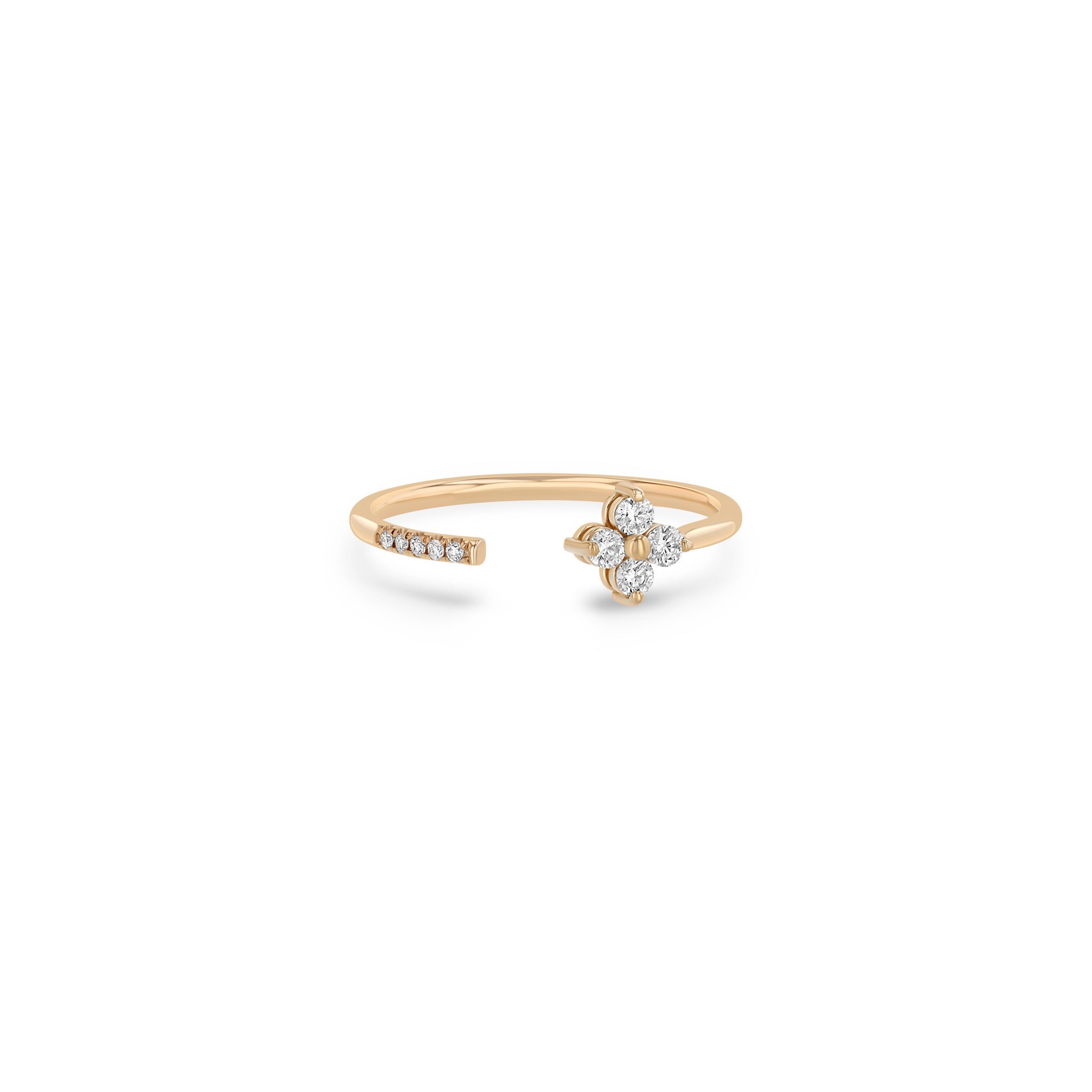 Zoë Chicco 14k Gold Prong Diamond Quad & Pavé Diamond Open Ring