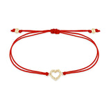 Zoë Chicco 14k Gold Small Twisted Heart Thick Cord Bracelet in Red
