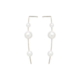 14k 3 Graduated Pearl Wire Drop Earrings - SALE