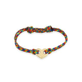 Zoe Chicco 14k gold heart mariner link rainbow paracord bracelet on a white background
