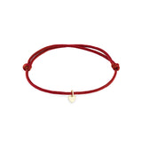 Zoe Chicco 14k gold midi bitty heart charm red paracord bracelet on a white background
