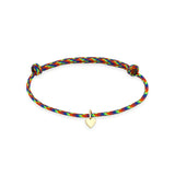 Zoe Chicco 14k gold midi bitty heart rainbow paracord bracelet on a white background