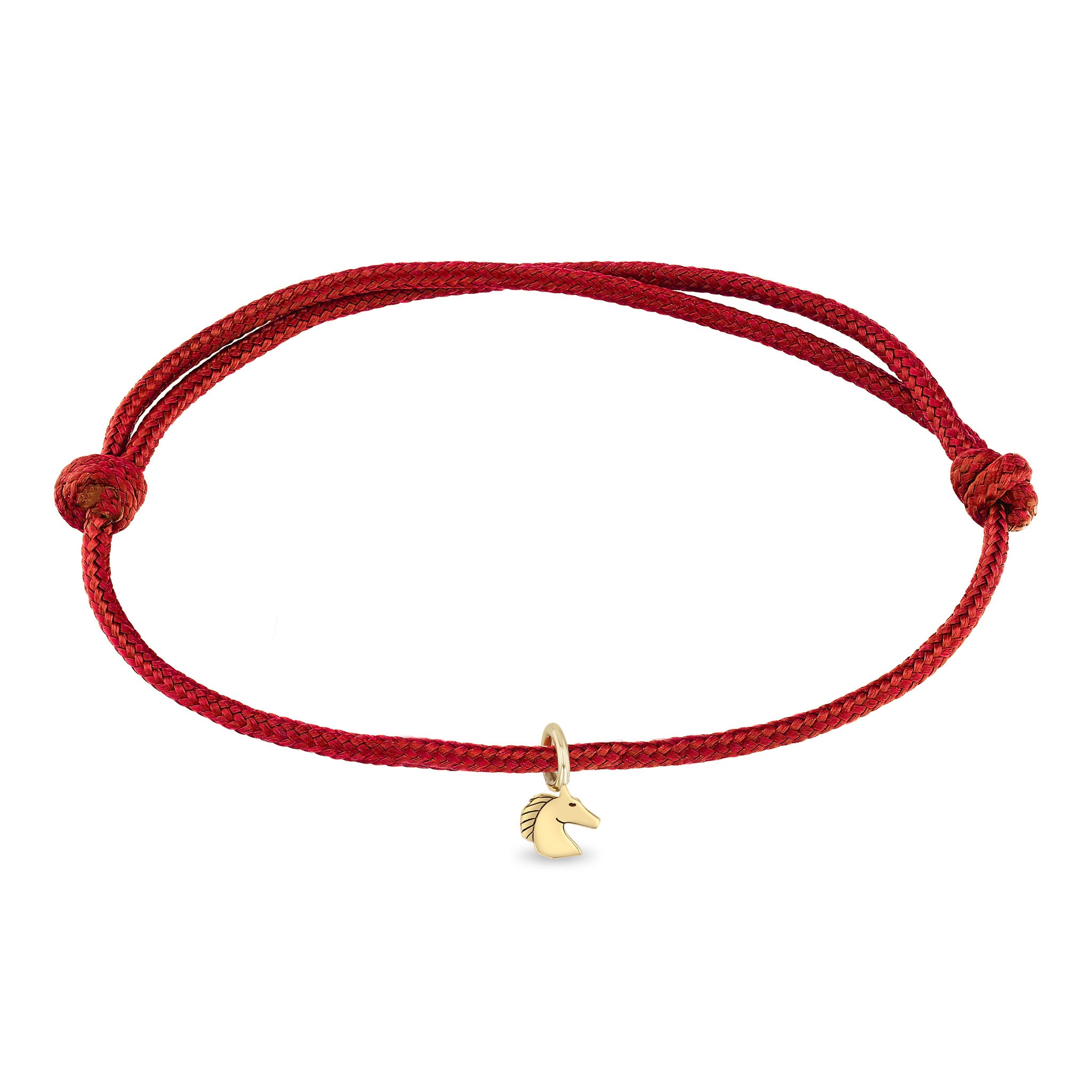 Zoe Chicco 14k gold horse charm paracord bracelet on a white background