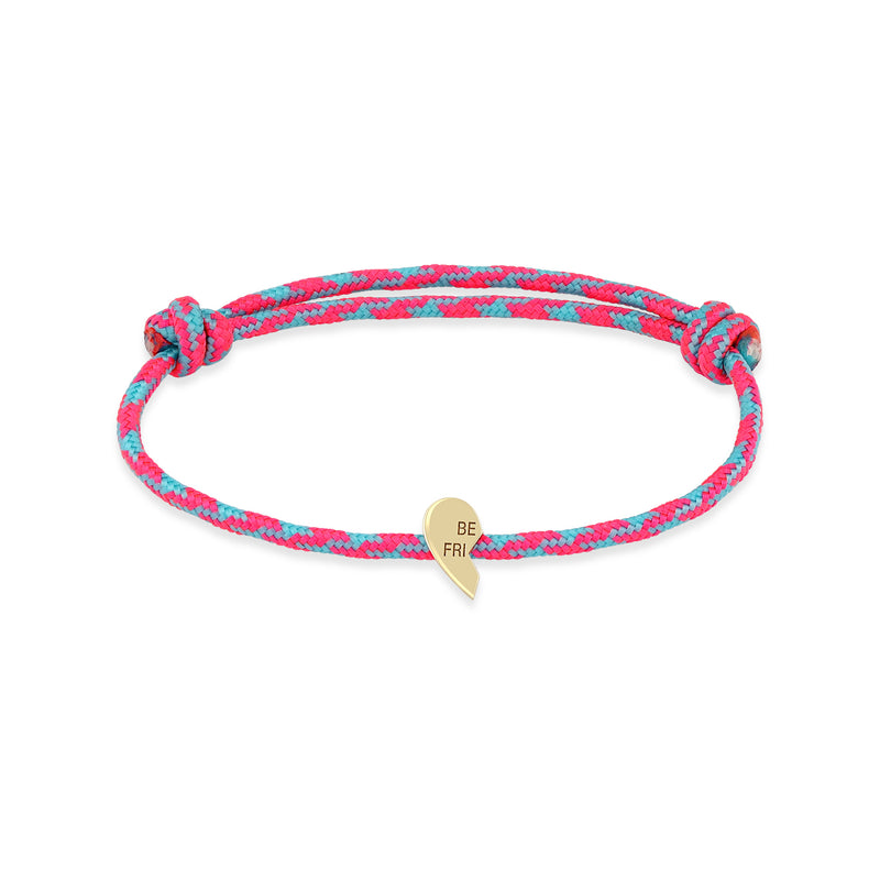 Zoë Chicco 14k Gold Midi Bitty Best Friends Left Heart Paracord Bracelet in Pink Blue