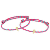 Zoë Chicco 14k Gold Midi Bitty Best Friends Heart Paracord Bracelet Set in Pink Blue