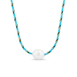 Zoë Chicco Medium Baroque Pearl Paracord Necklace on Blue Mix