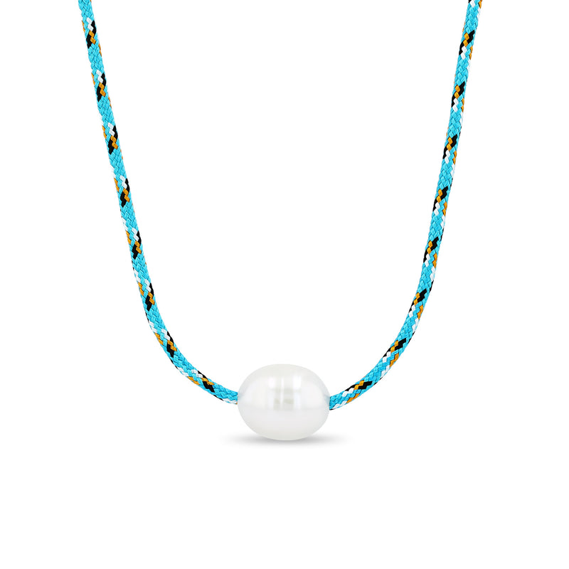 Zoë Chicco Medium Baroque Pearl Paracord Necklace on Blue Mix