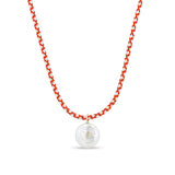 Zoë Chicco 14k Gold Reversible Black & White Diamond Pearl Disc Paracord Necklace in Red White