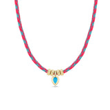 Zoë Chicco 14k Gold 5mm Rondelle Bead Paracord Necklace with Pear Turquoise Pendant in Pink Blue