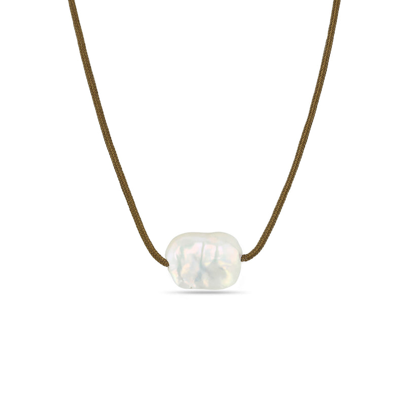 Zoë Chicco Large Flat Baroque Pearl Paracord Necklace