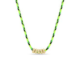 Zoë Chicco 14k 5mm Gold Rondelle Bead Paracord Necklace in Neon Green Black