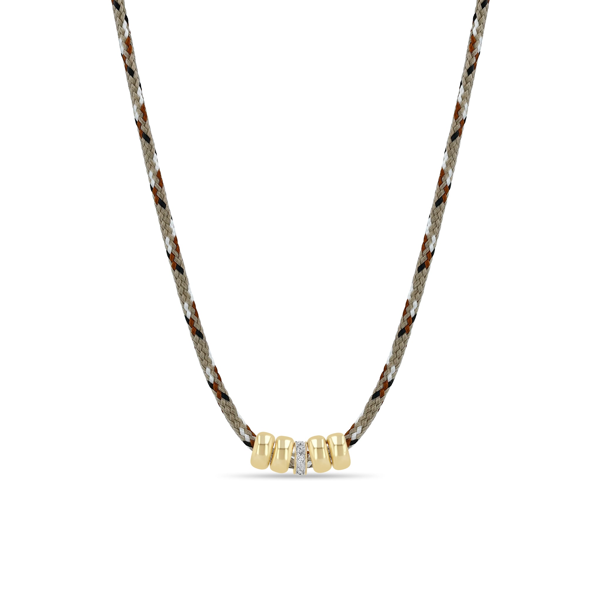 14k 5mm Gold & Diamond Rondelle Bead Paracord Necklace