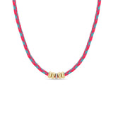 Zoë Chicco 14k 5mm Gold & Diamond Rondelle Bead Paracord Necklace in Pink Blue