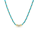 Zoë Chicco 14k 5mm Gold & 1 Twisted Diamond Rondelle Bead Paracord Necklace in Blue Mix