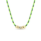 Zoë Chicco 14k 6mm Gold & 1 Double Row Diamond Rondelle Bead Paracord Necklace in Neon Green Black