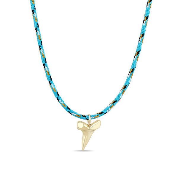Zoë Chicco 14k Gold Shark Tooth Paracord Necklace in Blue Mix