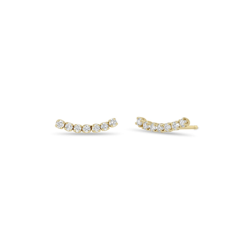 14k 7 Prong Diamond Curve Studs
