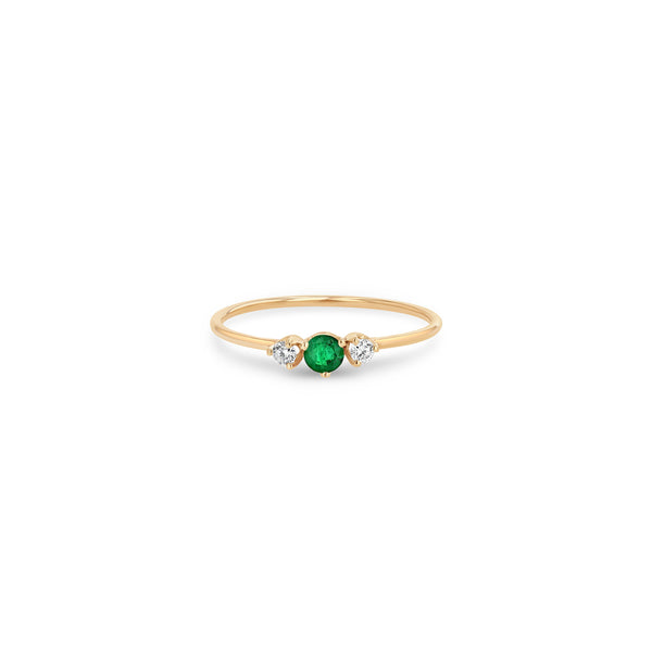 Zoë Chicco 14k Rose Gold Prong Set Diamond & Emerald Ring