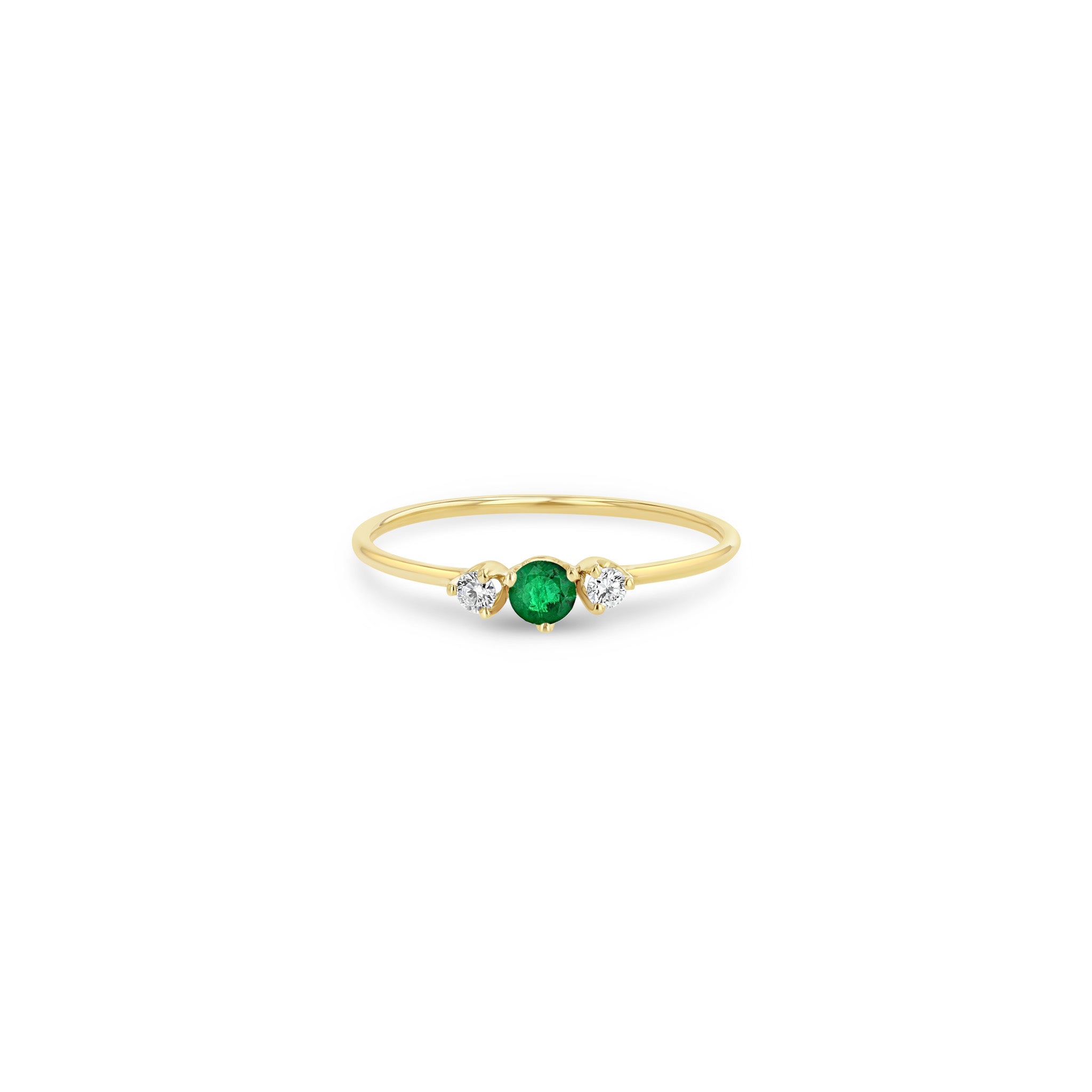 Zoë Chicco 14k Yellow Gold Prong Set Diamond & Emerald Ring