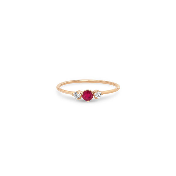 Zoë Chicco 14k Rose Gold Prong Set Diamond & Ruby Ring