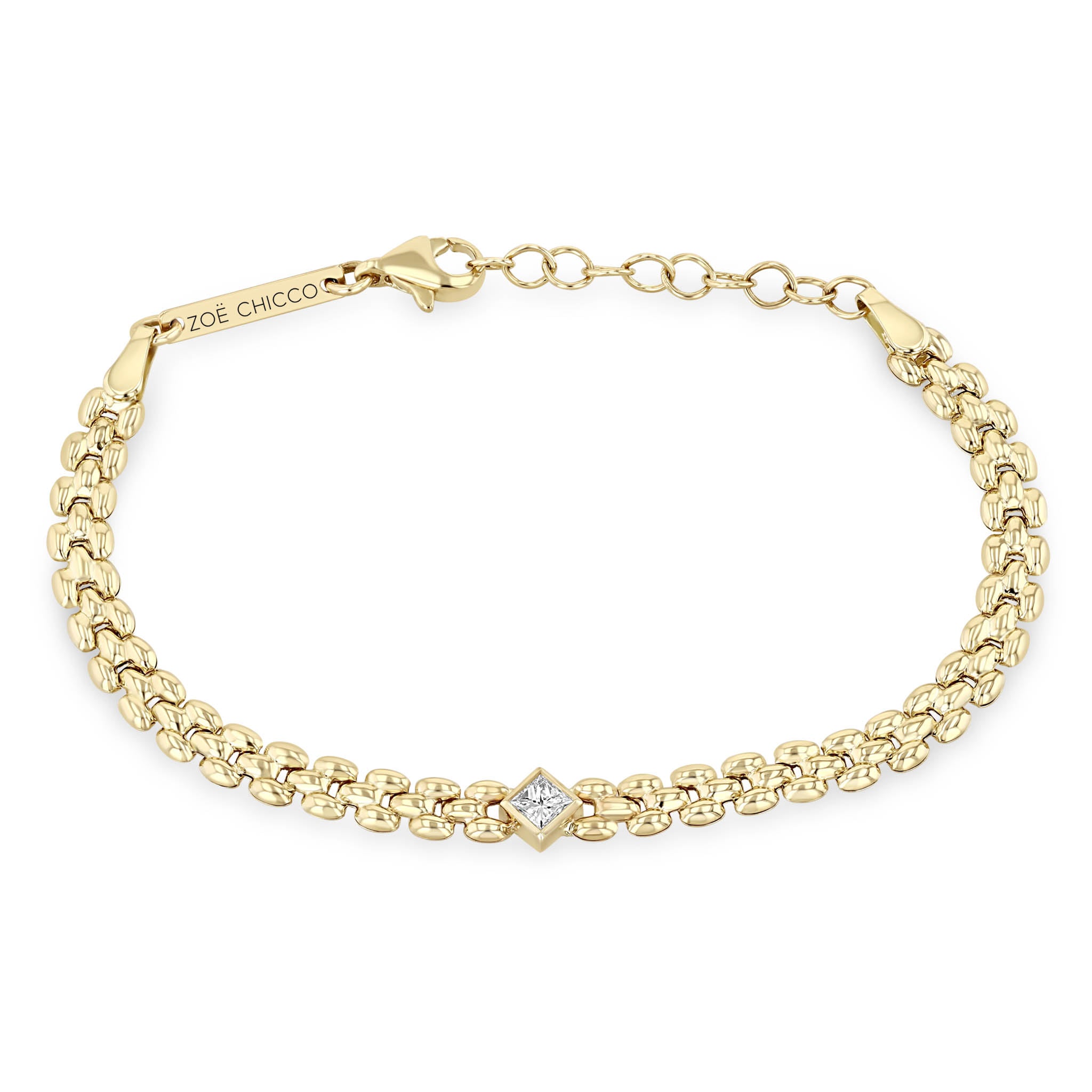Zoë Chicco 14k Gold Princess Diamond Small Panther Chain Bracelet