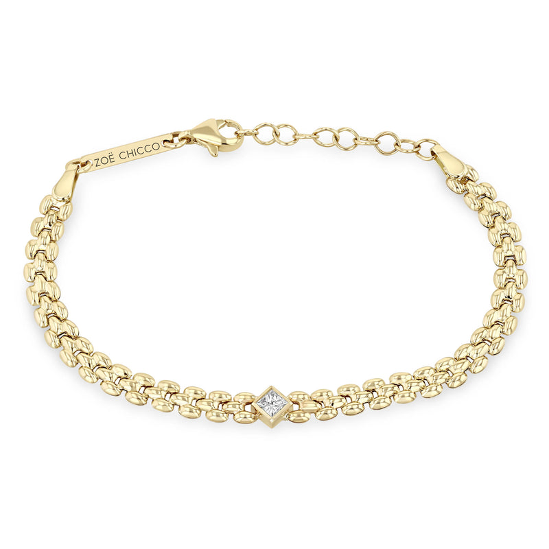 Zoë Chicco 14k Gold Princess Diamond Small Panther Chain Bracelet