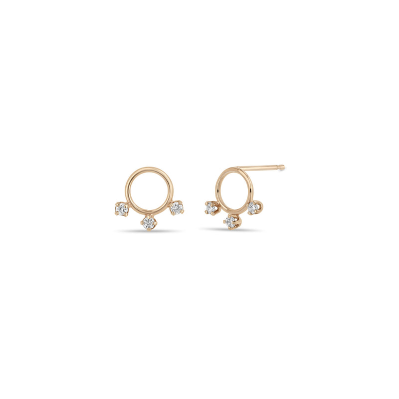 Zoë Chicco 14k Rose Gold 3 Prong Diamond Circle Stud Earrings