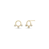 Zoë Chicco 14k Yellow Gold 3 Prong Diamond Circle Stud Earrings