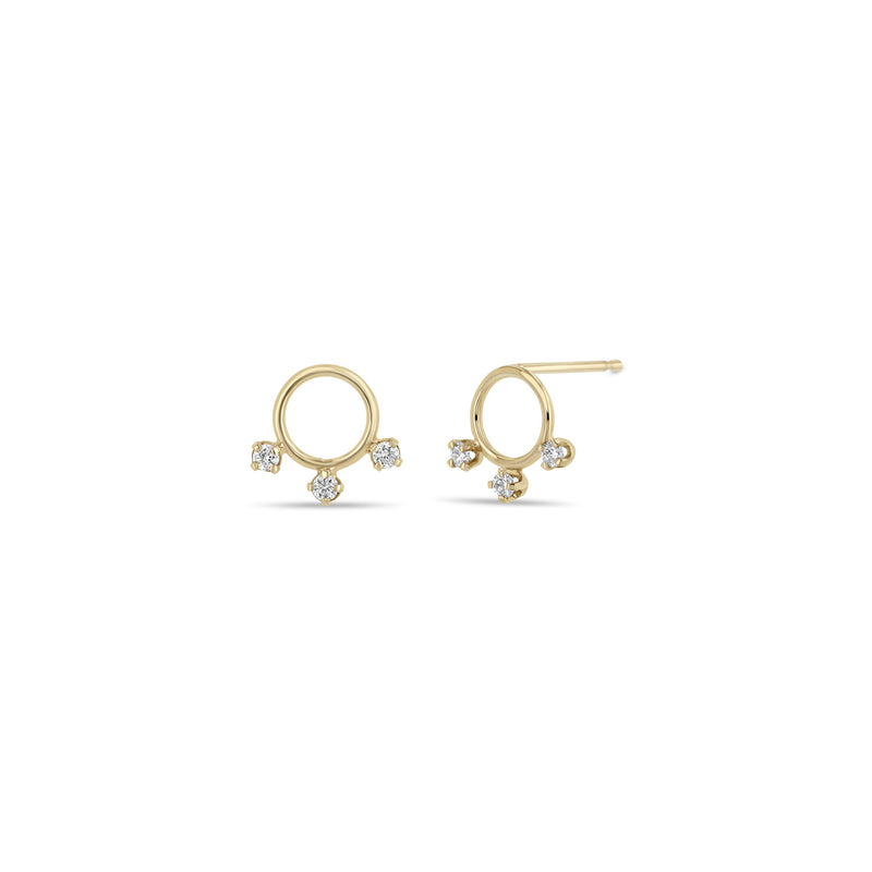 Zoë Chicco 14k Yellow Gold 3 Prong Diamond Circle Stud Earrings